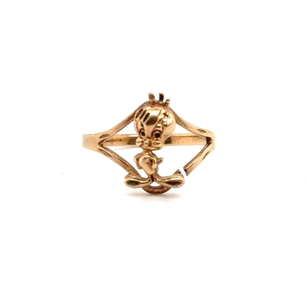 Michael Anthony 10K Yellow Gold Tweety Bird Ring Looney Tunes Size 6 Broken Ban